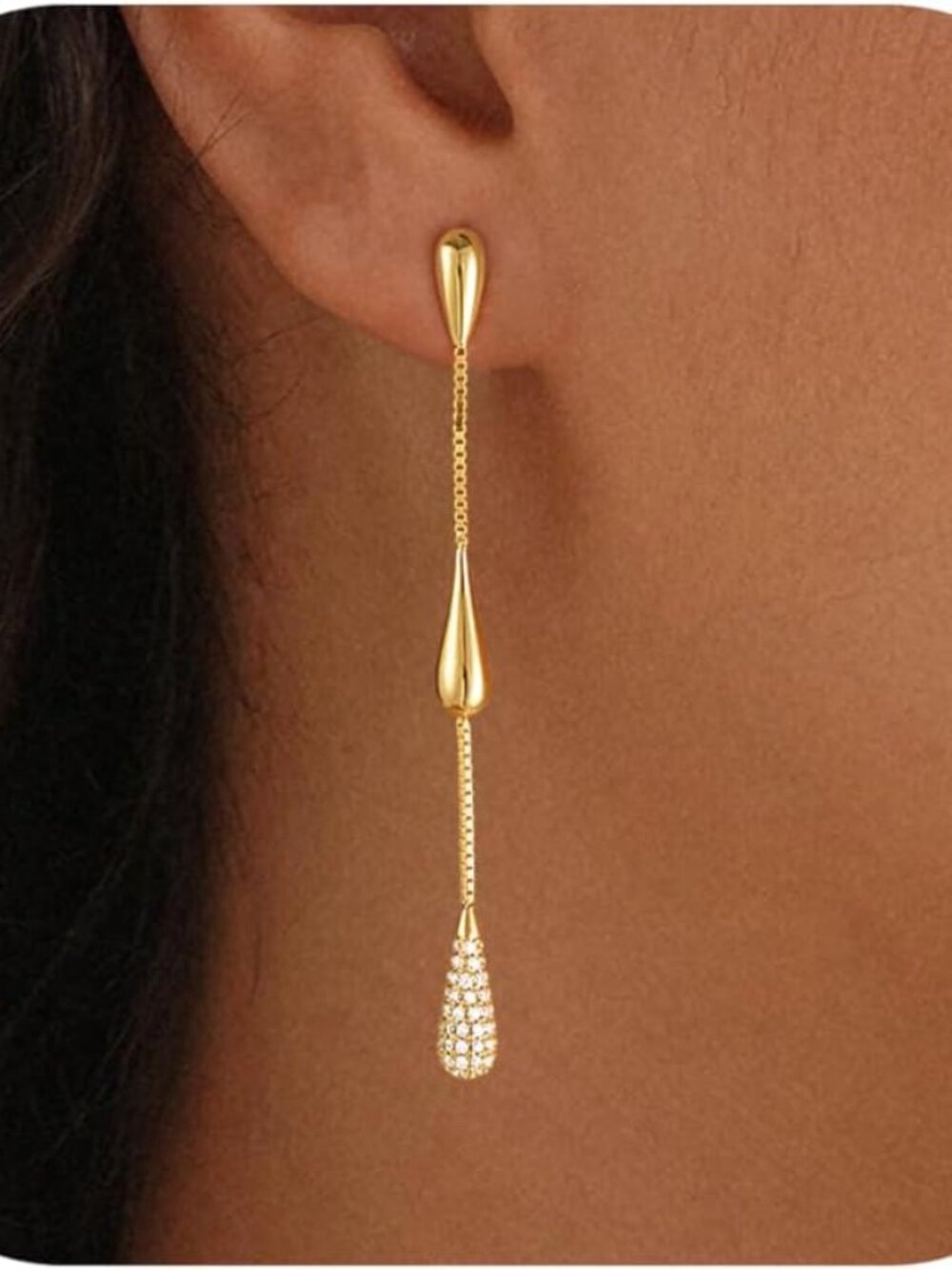 Dangle Earrings for Women Trendy, 14K Gold Plated CZ Huggie Drop Earrings, Daint